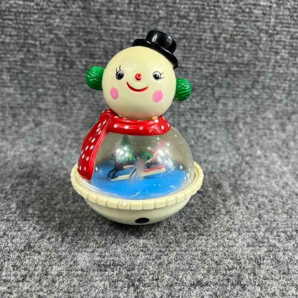 Vintage Snowman Winter Dome Figurine – No Liquid Inside, Used, 4.5" Decor